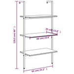 Ladderrek Met 3 Schappen 64X35X120,5 Cm En Zwart
