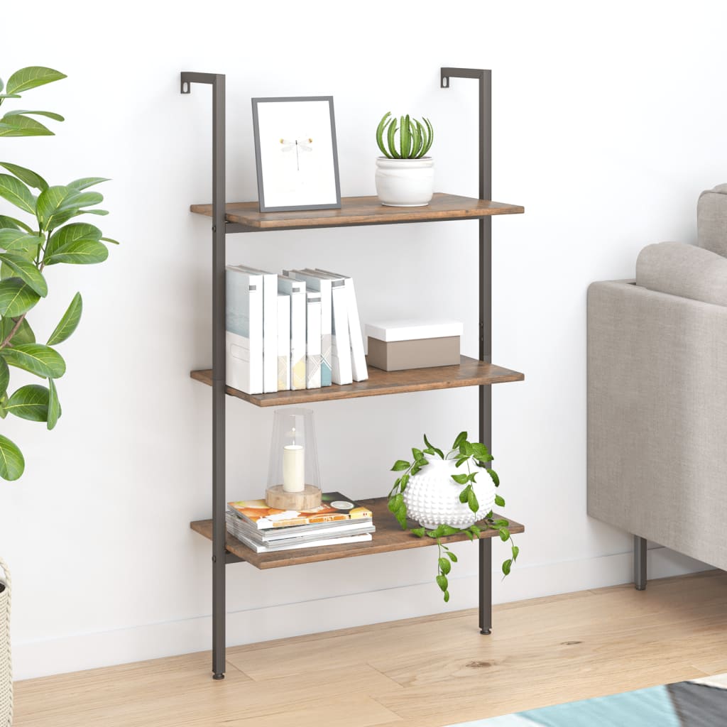Ladderrek Met 3 Schappen 64X35X120,5 Cm En Zwart
