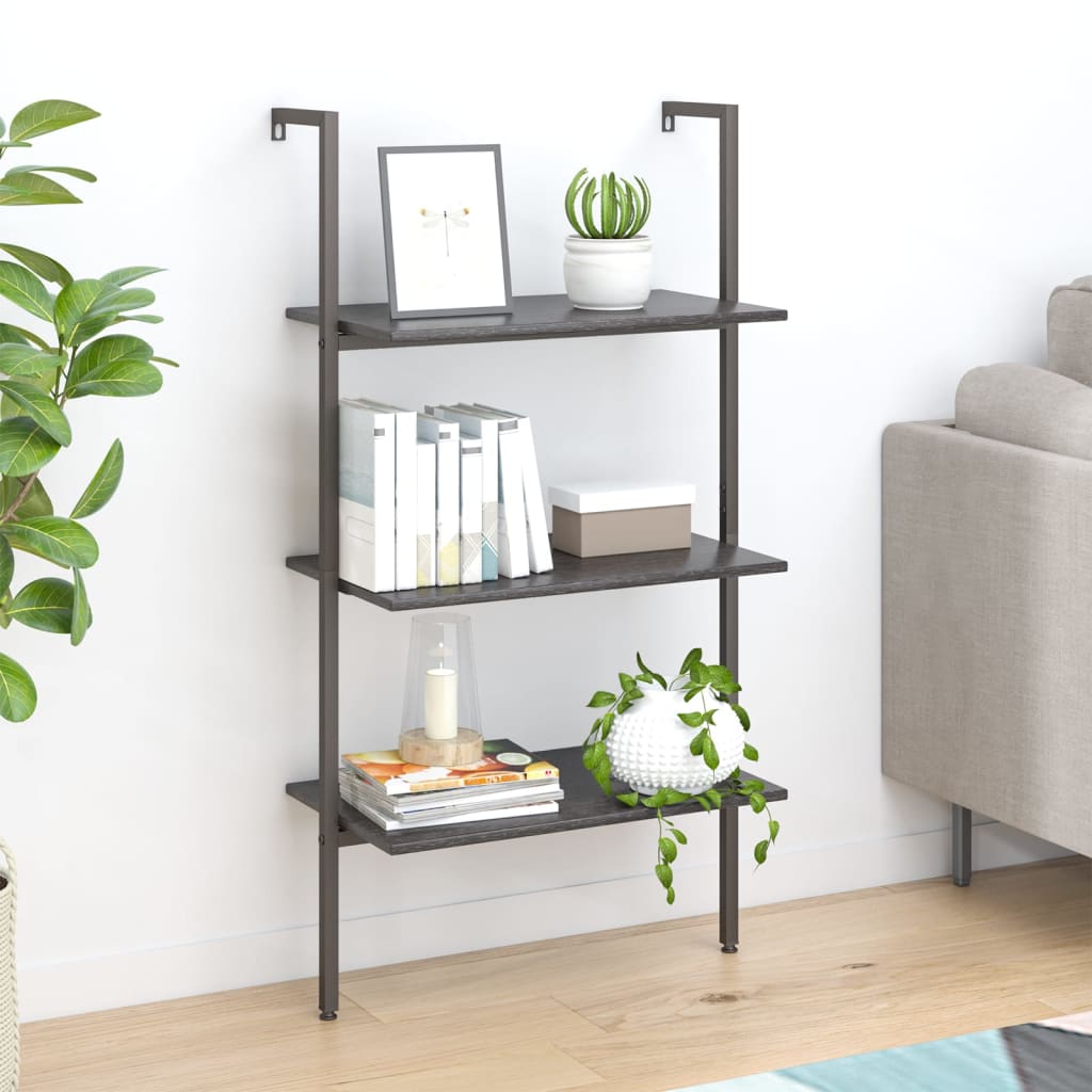 Ladderrek Met 3 Schappen 64X35X120,5 Cm En Zwart