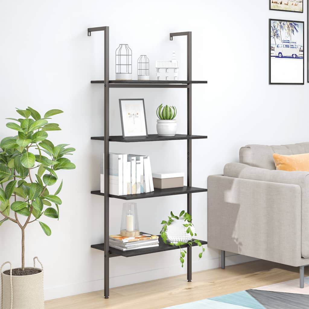 Ladderrek Met 3 Schappen 64X35X120,5 Cm En Zwart