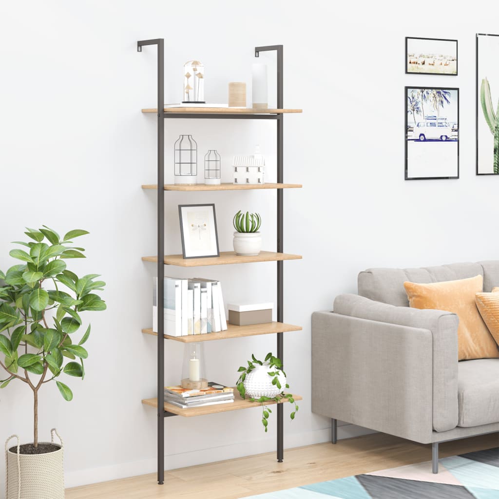 Ladderrek Met 3 Schappen 64X35X120,5 Cm En Zwart