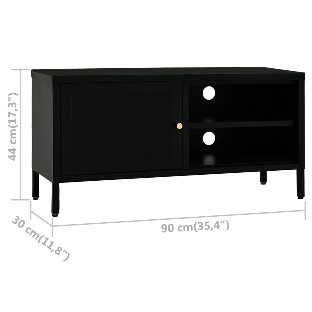 Tv-Meubel 90X30X44 Cm Staal En Glas