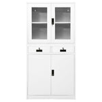 Kantoorkast 90X40X180 Cm Staal En Gehard Glas