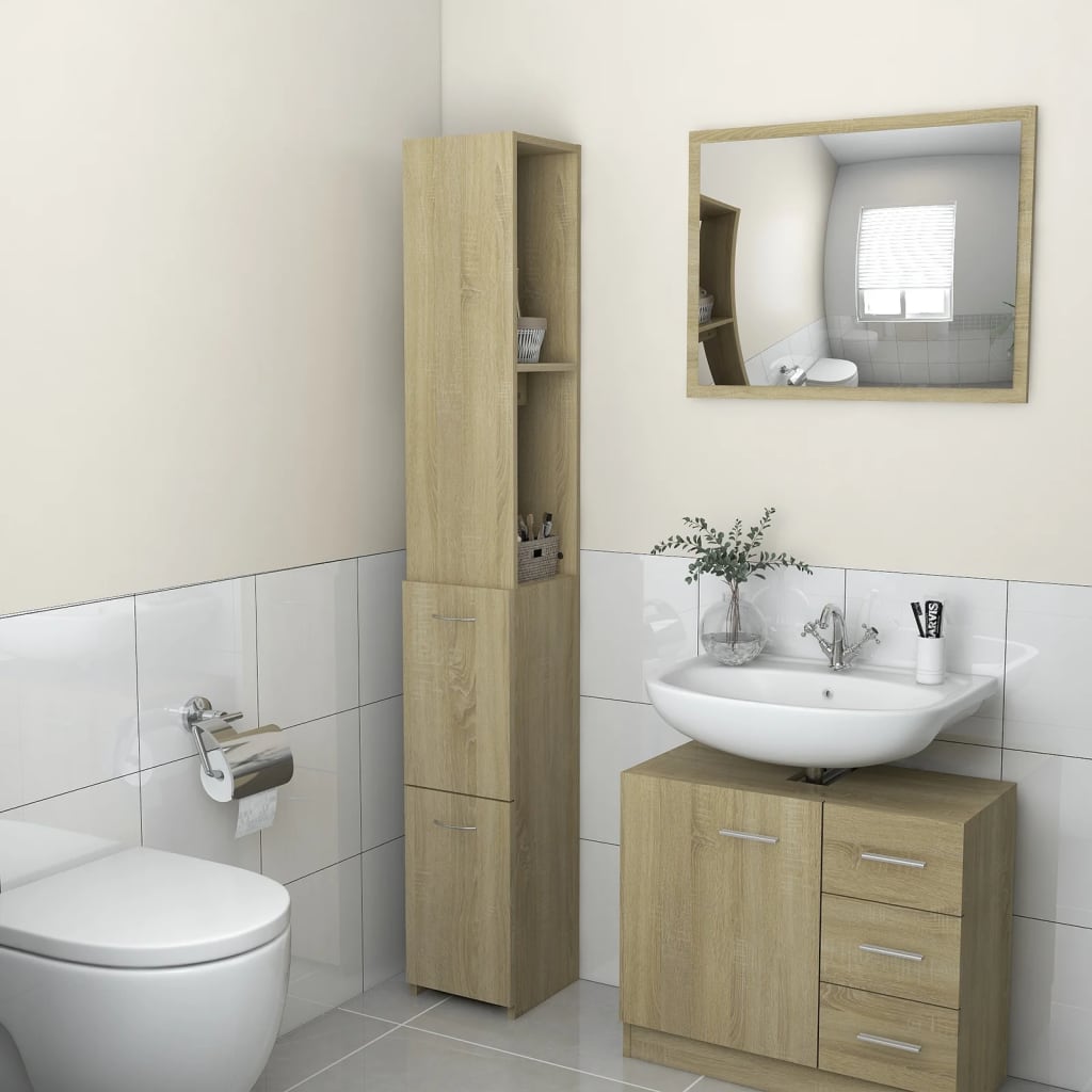 Badkamerkast 25X26,5X170 Cm Bewerkt Hout Sonoma Eikenkleurig