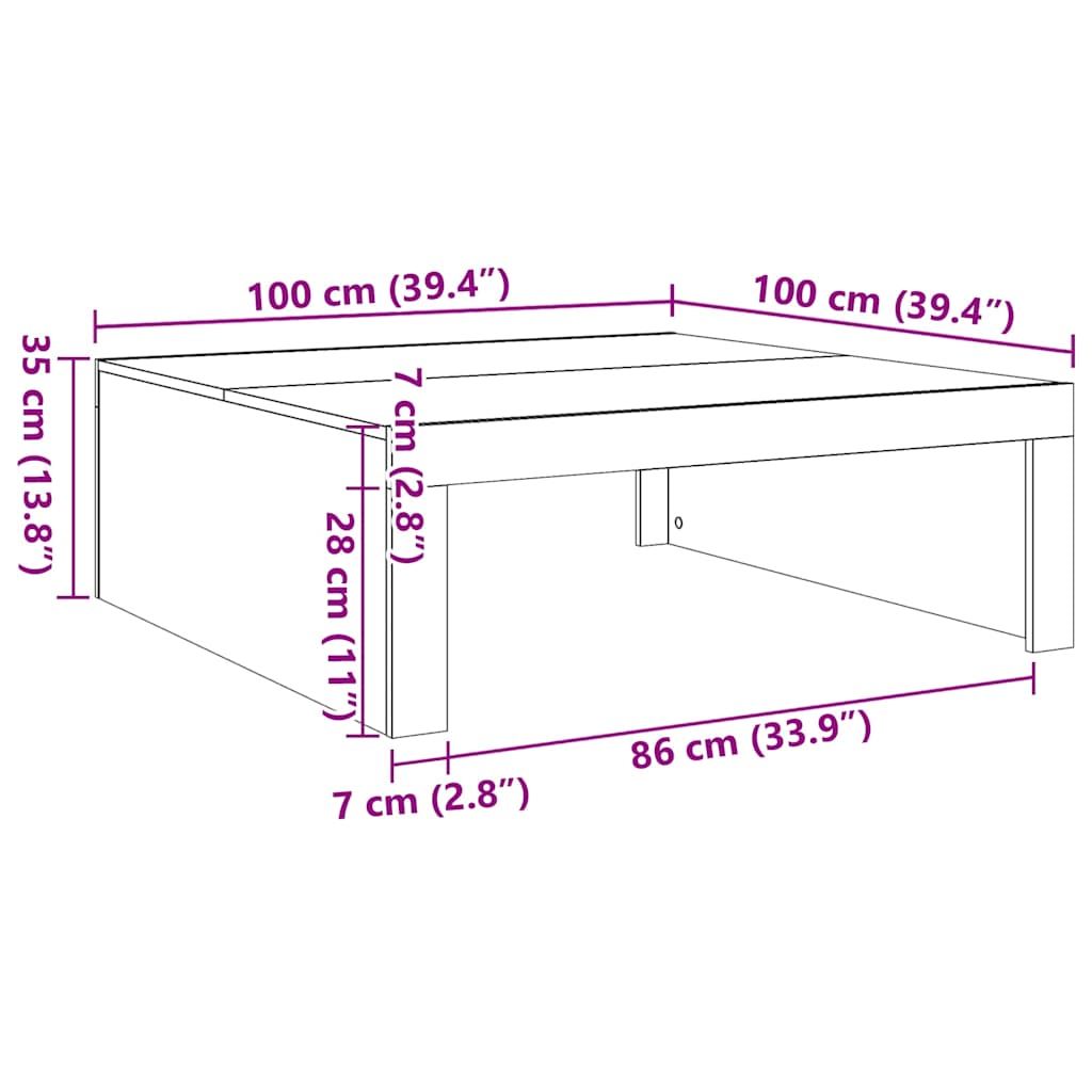 Salontafel 100X100X35 Cm Bewerkt Hout