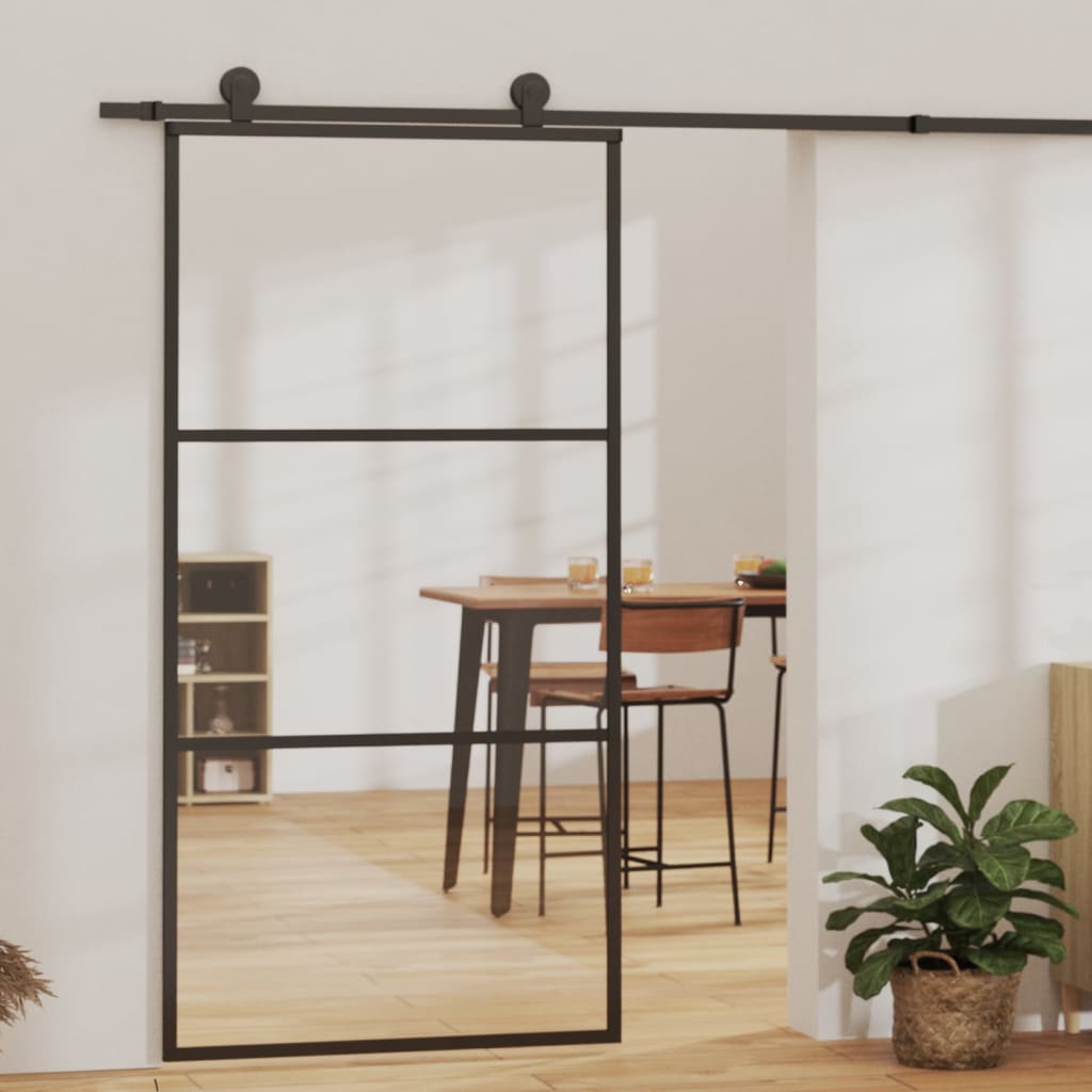 Schuifdeur Met Beslag 76X205 Cm Aluminium En Esg-Glas