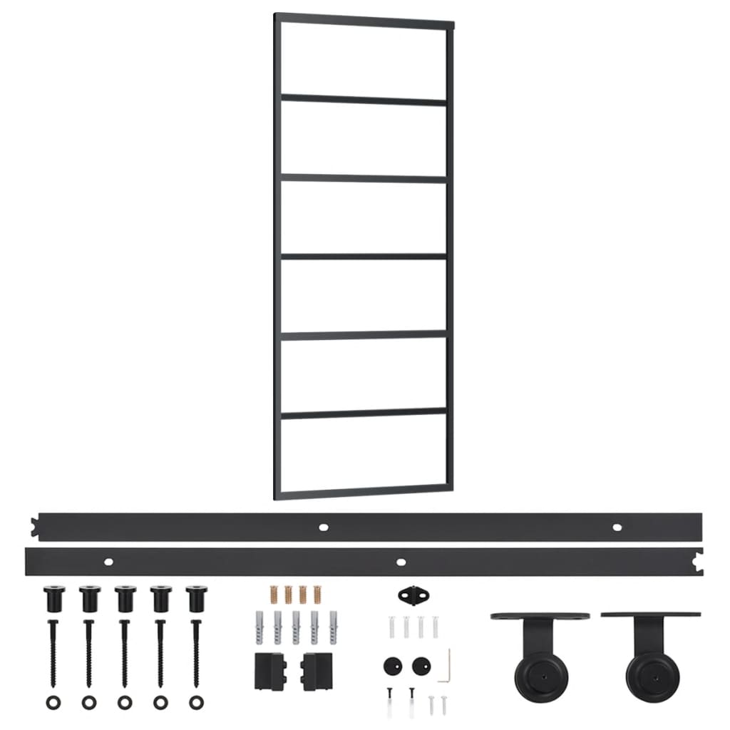 Schuifdeur Met Beslag 76X205 Cm Aluminium En Esg-Glas