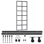 Schuifdeur Met Beslag 76X205 Cm Aluminium En Esg-Glas