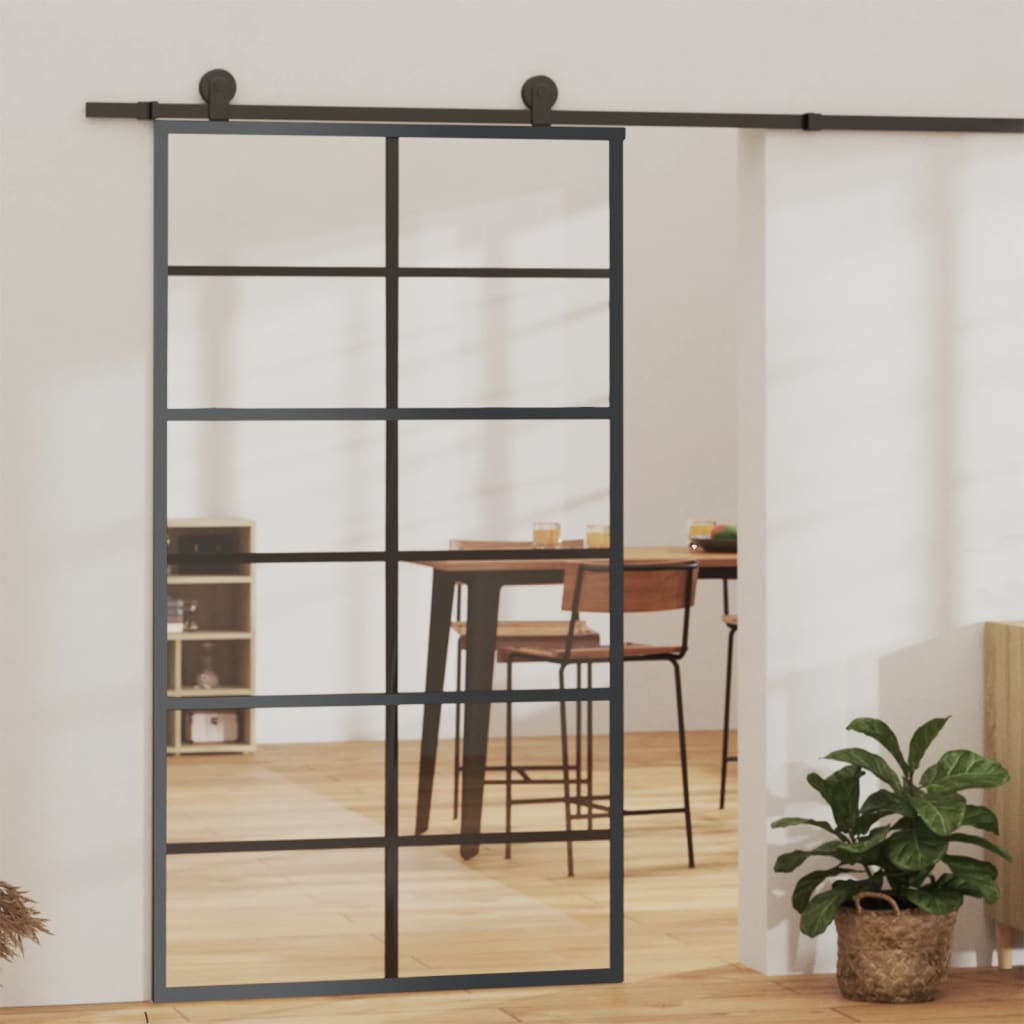 Schuifdeur Met Beslag 76X205 Cm Aluminium En Esg-Glas
