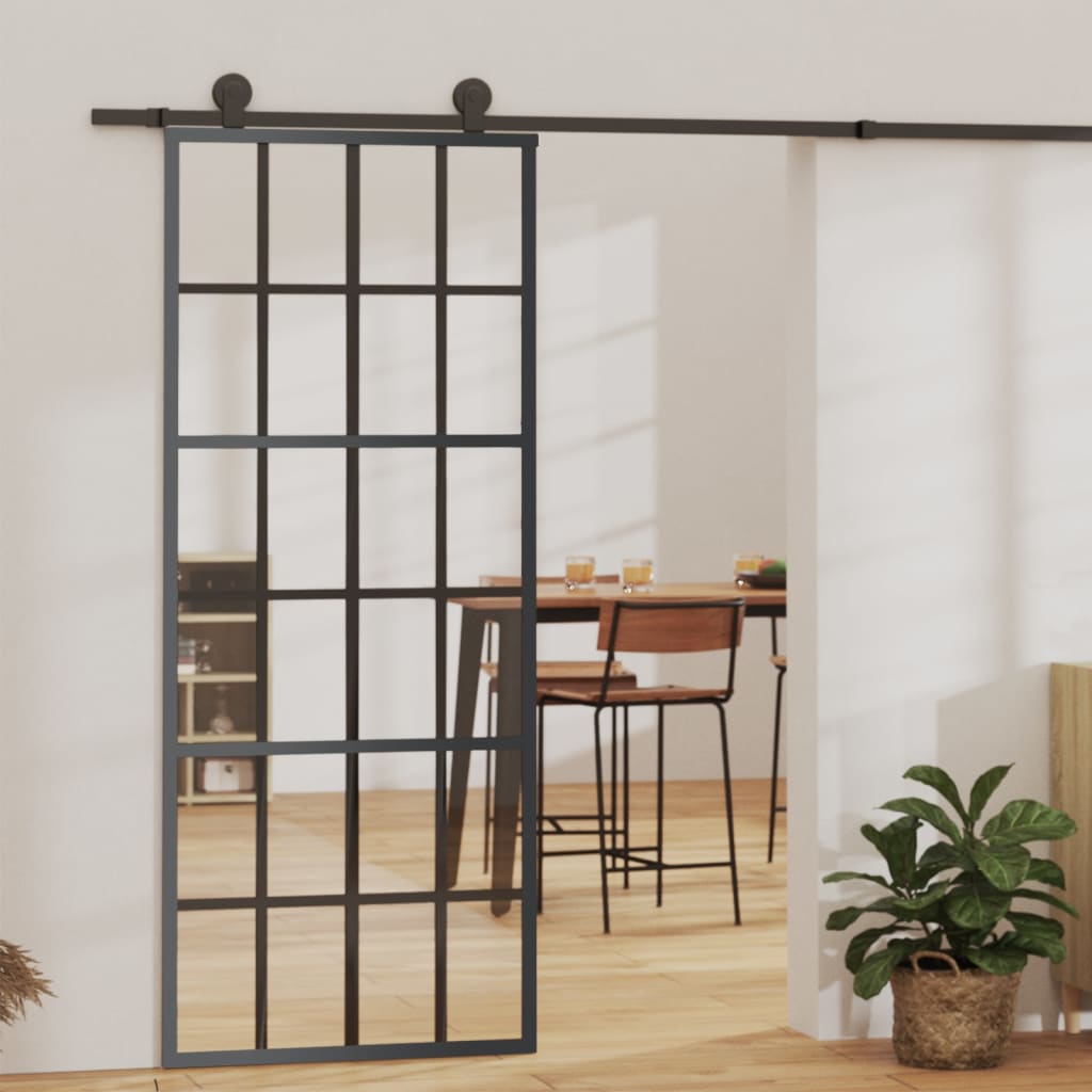Schuifdeur Met Beslag 76X205 Cm Aluminium En Esg-Glas
