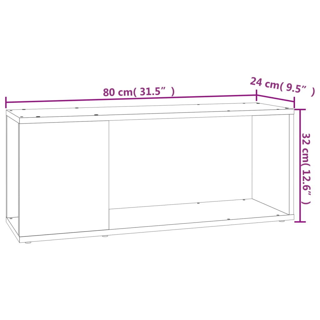 Tv-Meubel 80X24X32 Cm Bewerkt Hout