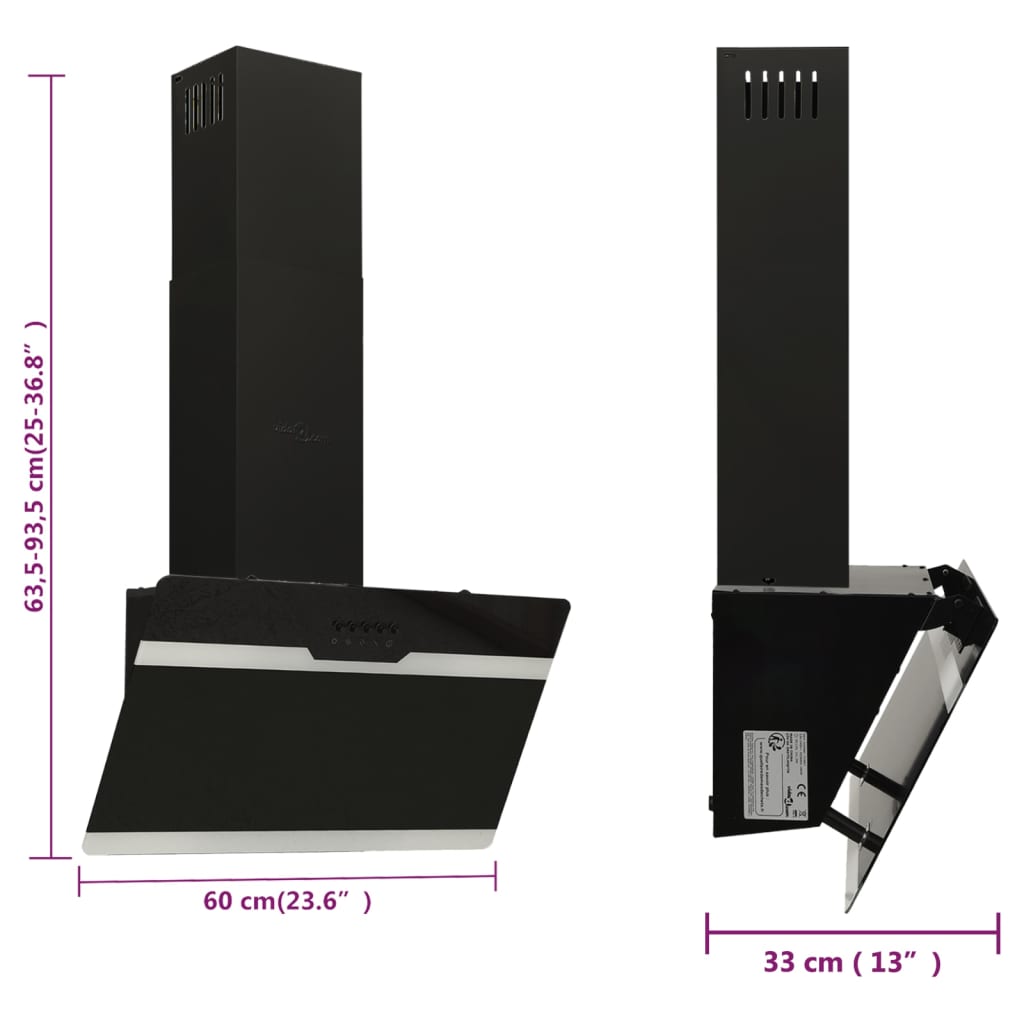 Wandafzuigkap 60 Cm Staal En Gehard Glas