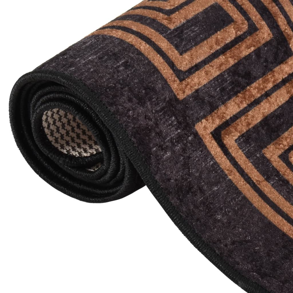 Vloerkleed Wasbaar Anti-Slip En Goudkleurig Zwart
