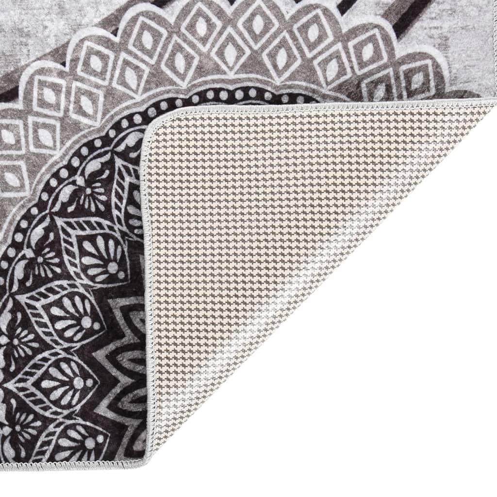 Vloerkleed Wasbaar Anti-Slip Meerkleurig Zwart En Grijs