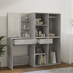 Kaptafel Met 2 Kastjes En Led's Bewerkt Hout Betongrijs