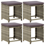 Tuinkrukken 4 St Met Kussens Poly Rattan Grijs