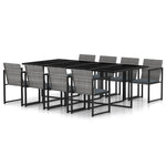 -Delige Tuinset Met Kussens Poly Rattan Grijs