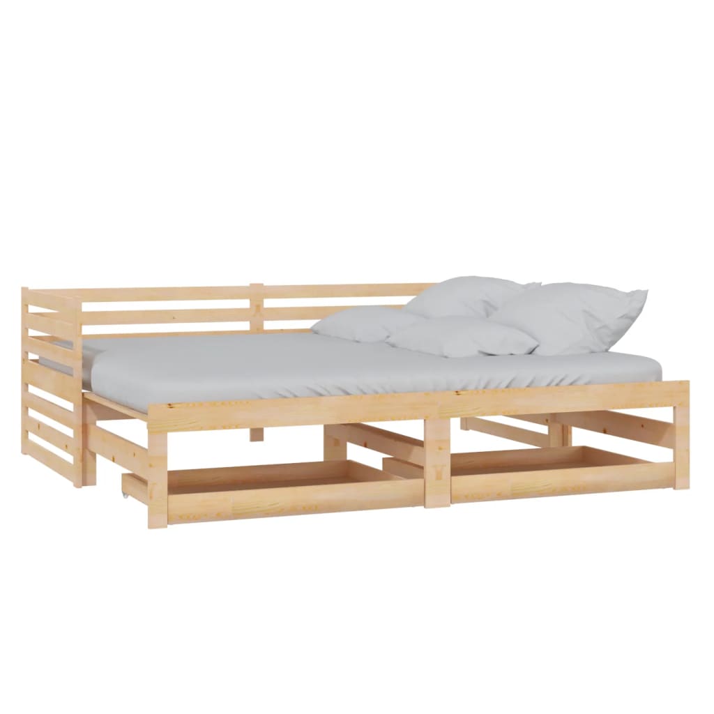 Slaapbank Uitschuifbaar Massief Grenenhout 2X(90X200) Cm