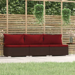 Bank 3-Zits Met Kussens Poly Rattan