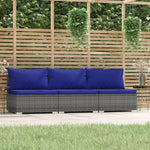 Bank 3-Zits Met Kussens Poly Rattan