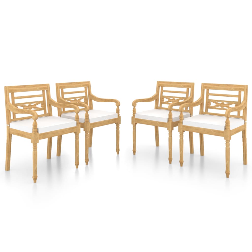 Stoelen Batavia Met Kussens Massief Teakhout