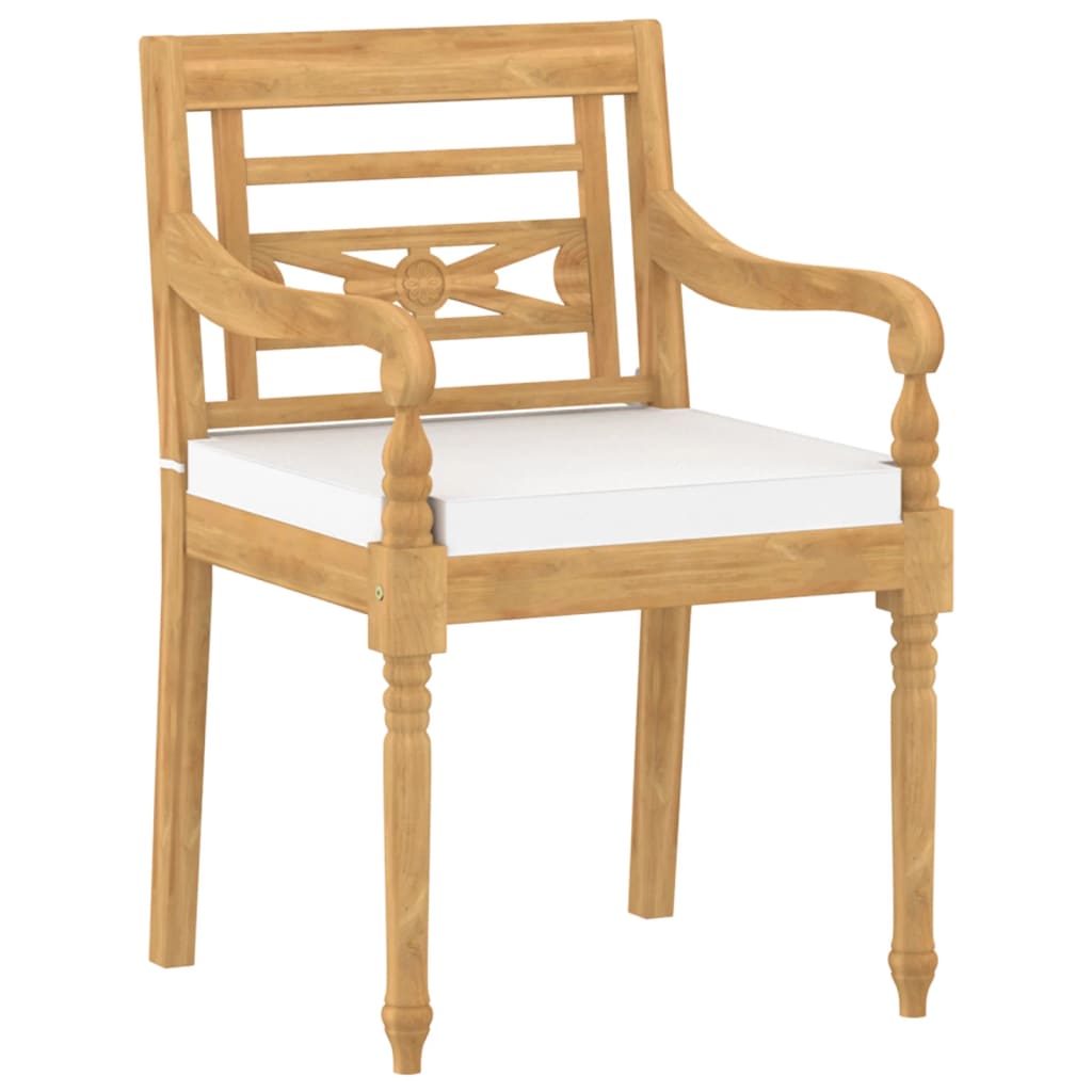 Stoelen Batavia Met Kussens Massief Teakhout