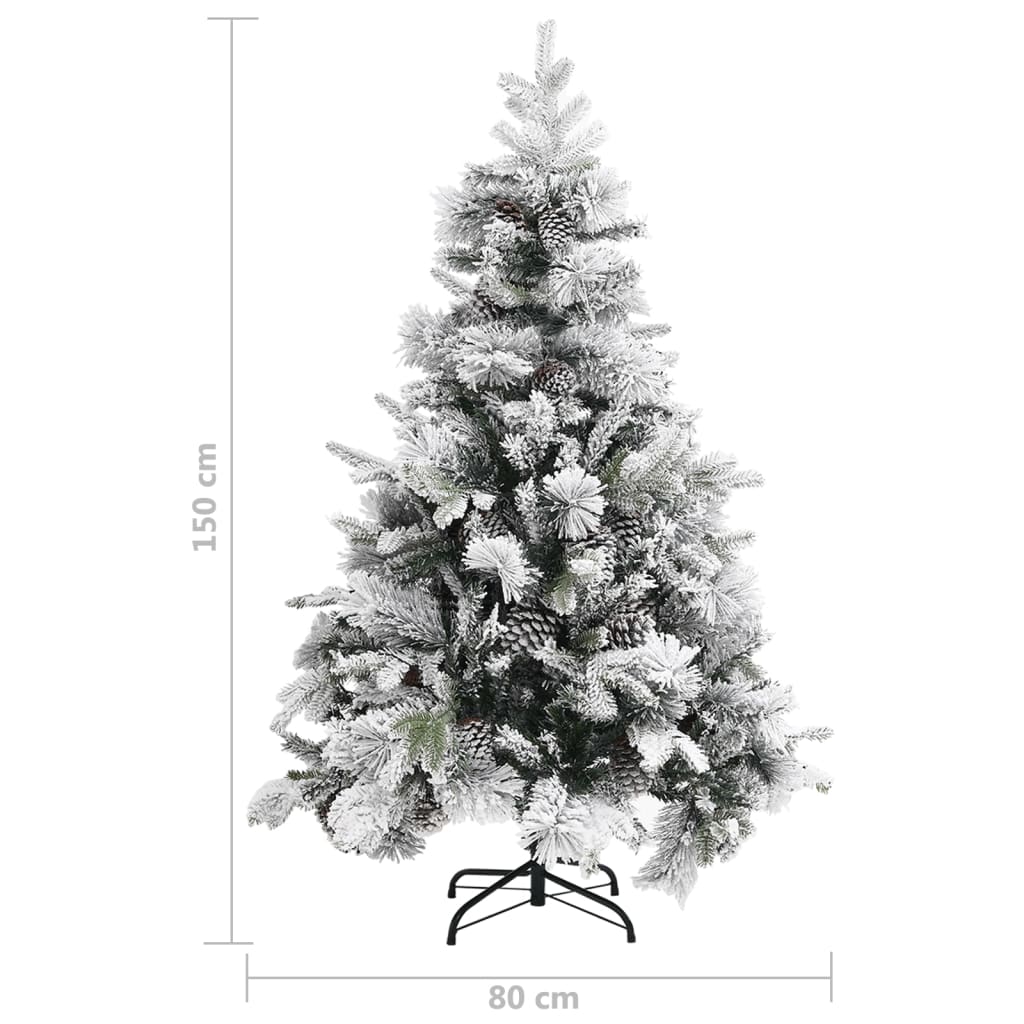 Kerstboom Met Dennenappels En Sneeuw 150 Cm Pvc En Pe