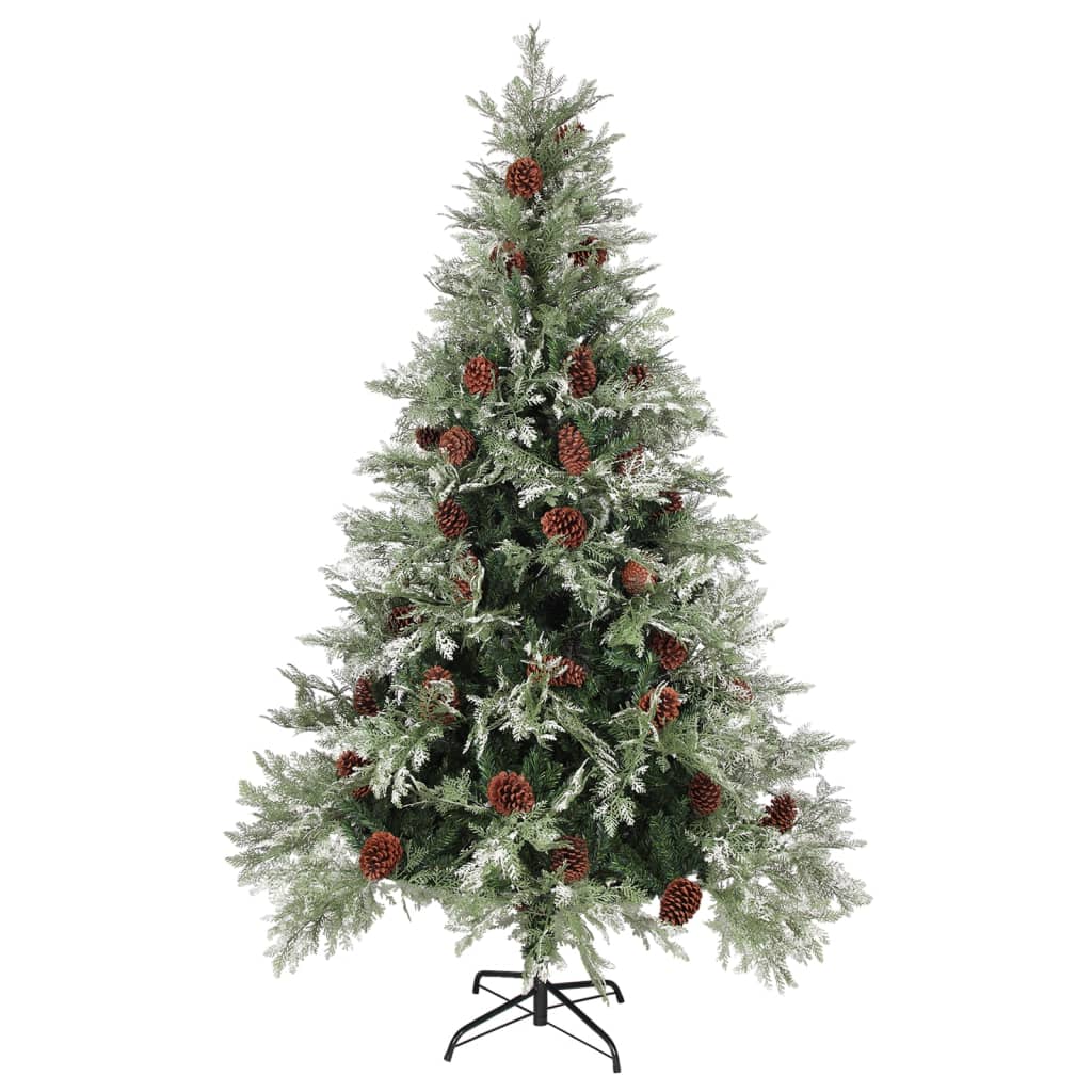 Kerstboom Met Dennenappels 120 Cm Pvc En Pe Groen En Wit