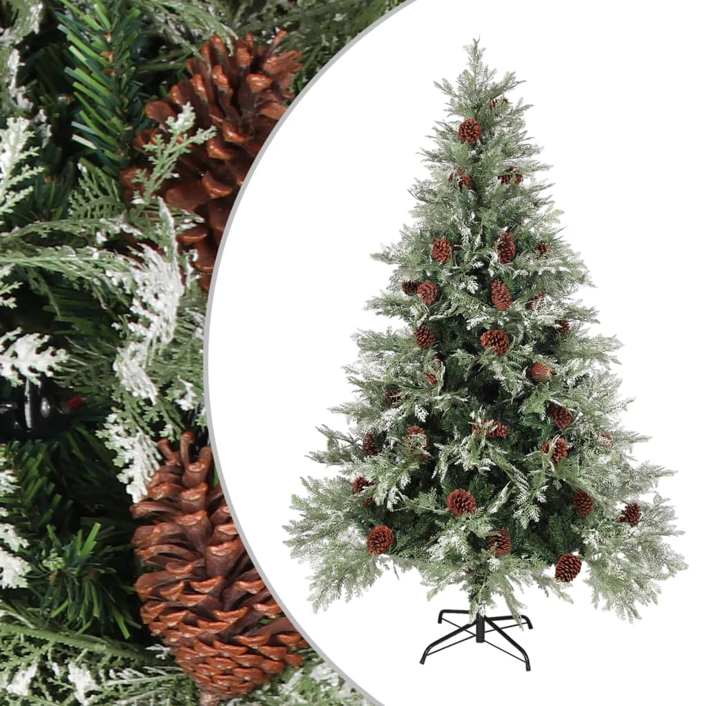 Kerstboom Met Dennenappels 120 Cm Pvc En Pe Groen En Wit