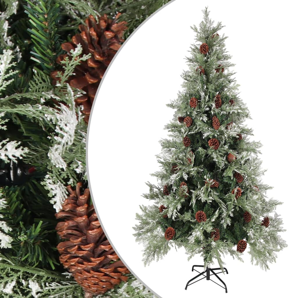 Kerstboom Met Dennenappels 120 Cm Pvc En Pe Groen En Wit