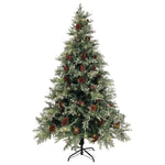 Kerstboom Met Led En Dennenappels 120 Cm Pvc En Pe Groen En Wit