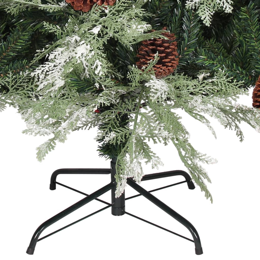 Kerstboom Met Led En Dennenappels 120 Cm Pvc En Pe Groen En Wit