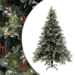 Kerstboom Met Led En Dennenappels 120 Cm Pvc En Pe Groen En Wit
