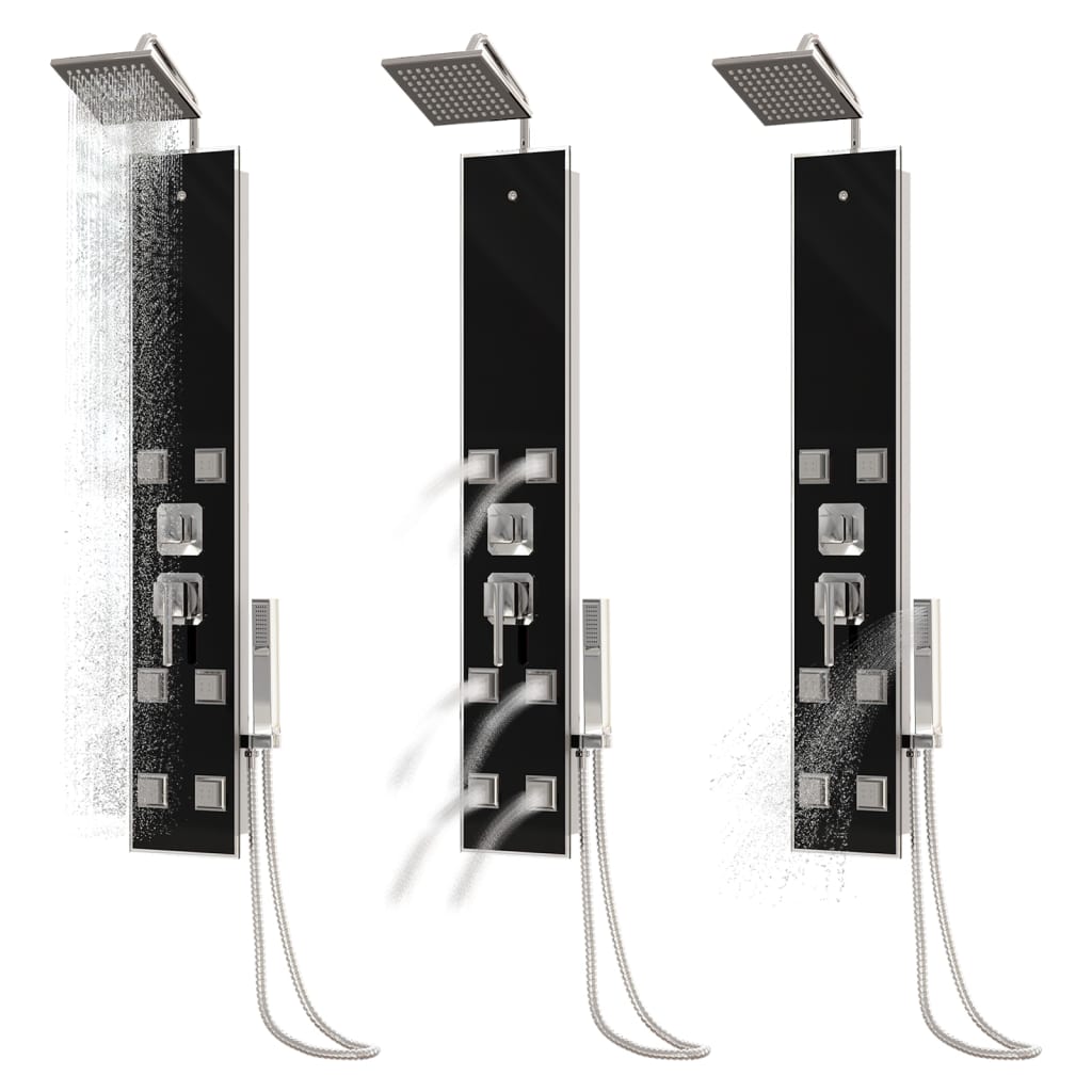 Douchepaneel 18X45,5X130 Cm Glas Zwart