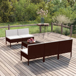 5-Delige Loungeset Met Kussens Poly Rattan Bruin