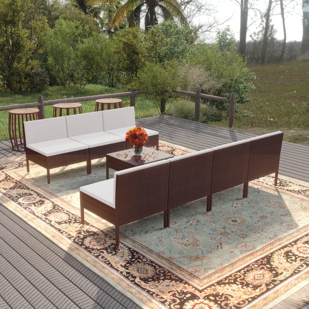 5-Delige Loungeset Met Kussens Poly Rattan Bruin