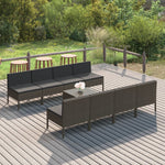 5-Delige Loungeset Met Kussens Poly Rattan Grijs