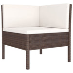 6-Delige Loungeset Met Kussens Poly Rattan Bruin