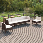 5-Delige Loungeset Met Kussens Poly Rattan Bruin
