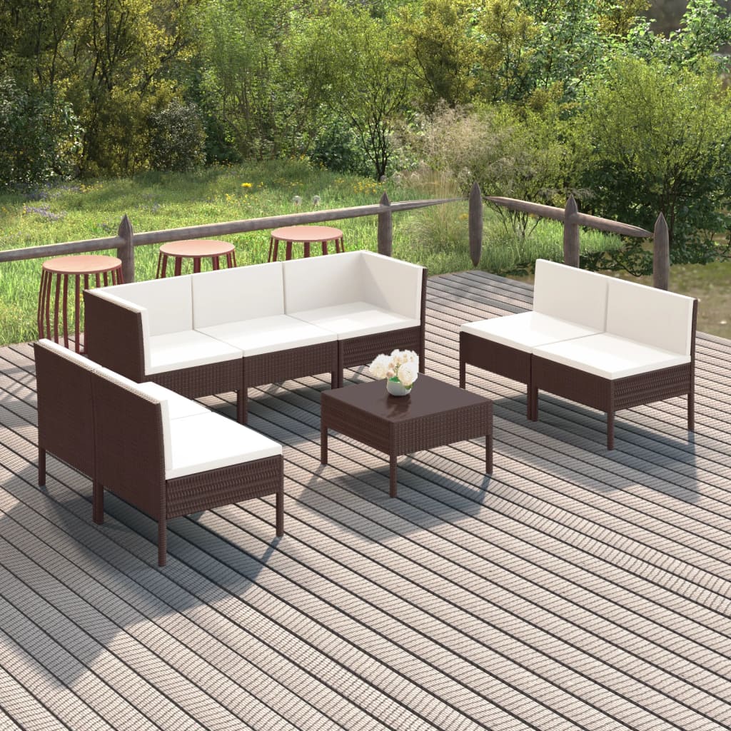 5-Delige Loungeset Met Kussens Poly Rattan Bruin