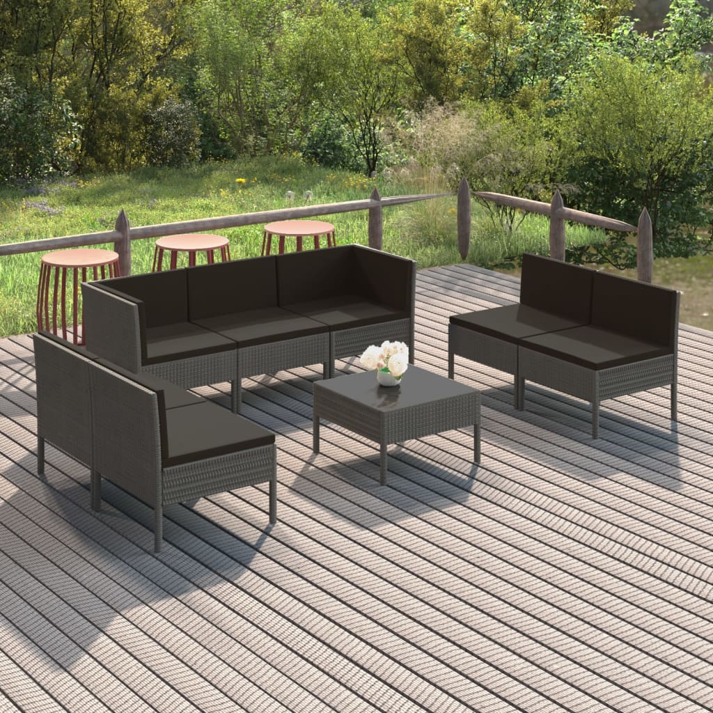 5-Delige Loungeset Met Kussens Poly Rattan Grijs
