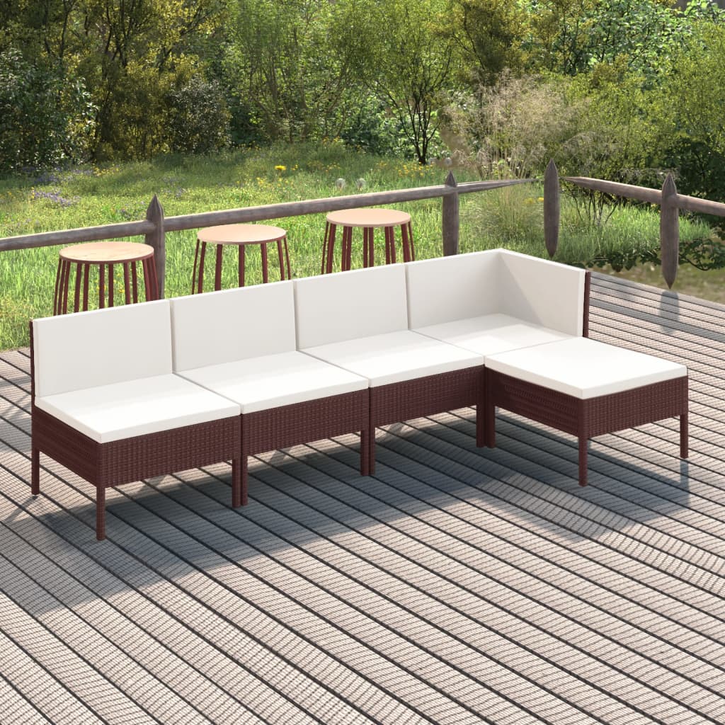 6-Delige Loungeset Met Kussens Poly Rattan Bruin