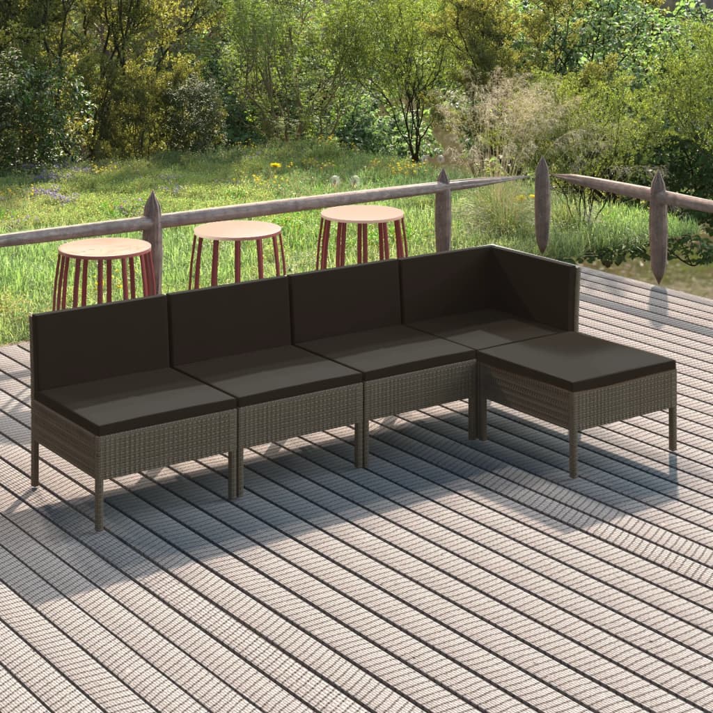 6-Delige Loungeset Met Kussens Poly Rattan Grijs