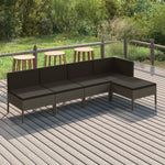 6-Delige Loungeset Met Kussens Poly Rattan Grijs