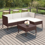 6-Delige Loungeset Met Kussens Poly Rattan Bruin