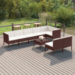 5-Delige Loungeset Met Kussens Poly Rattan Bruin