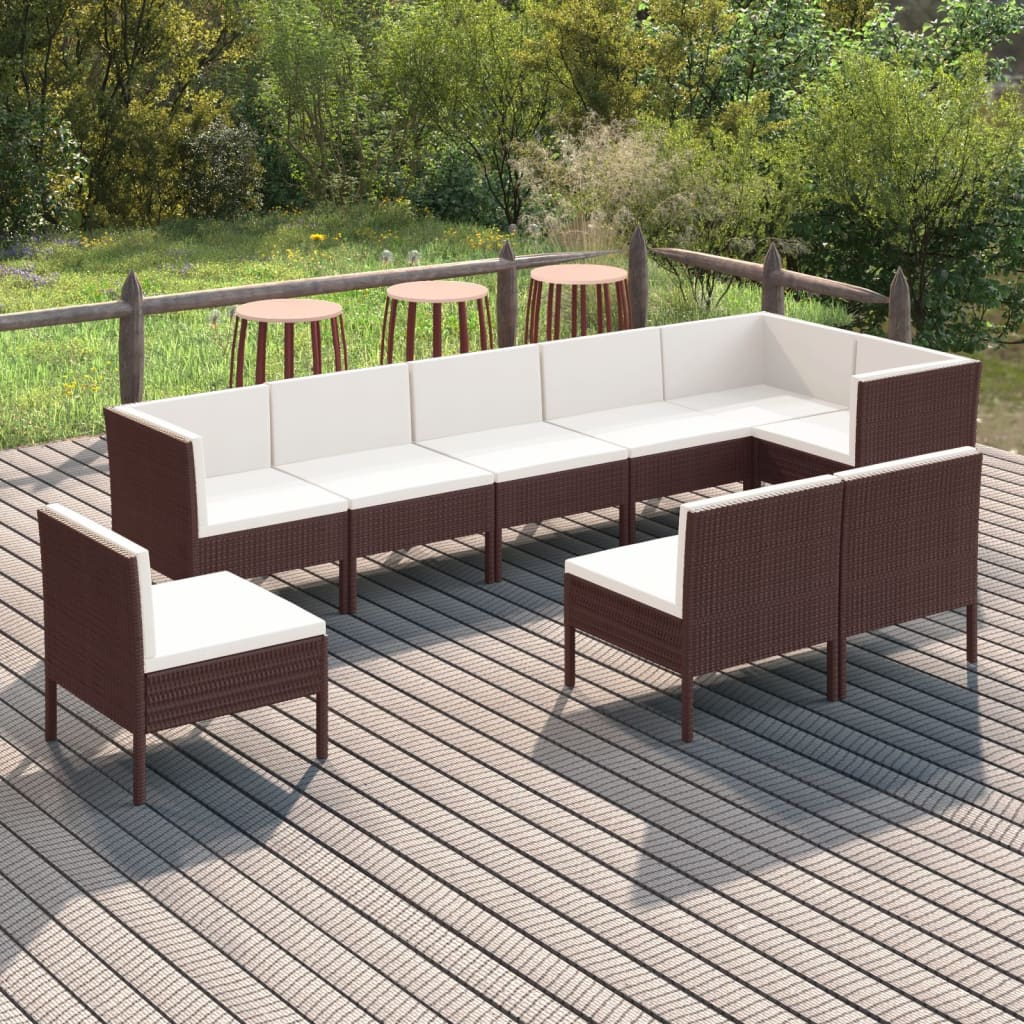6-Delige Loungeset Met Kussens Poly Rattan Bruin