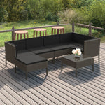 6-Delige Loungeset Met Kussens Poly Rattan Grijs