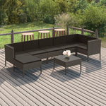 6-Delige Loungeset Met Kussens Poly Rattan Grijs