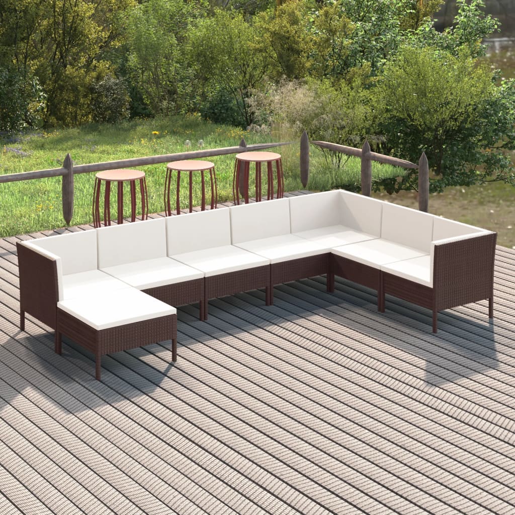6-Delige Loungeset Met Kussens Poly Rattan Bruin